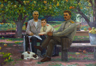 Peinture intitulée "Three generations" par Vasiliy Strigin, Œuvre d'art originale, Huile