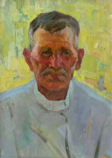 Malerei mit dem Titel "Portrait of the pla…" von Vasiliy Strigin, Original-Kunstwerk, Öl