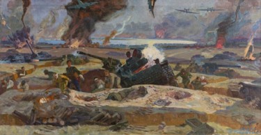 Painting titled "Feat of the Soviet…" by Vasiliy Strigin, Original Artwork, Oil
