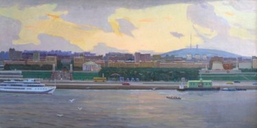 Schilderij getiteld "Volgograd. View fro…" door Vasiliy Strigin, Origineel Kunstwerk, Olie