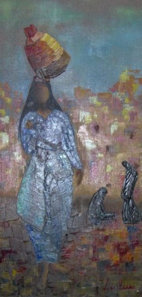 Peinture intitulée "FEMME DU DESERT" par Vassilissa, Œuvre d'art originale