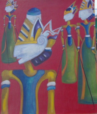 Peinture intitulée "POUPEES THAILANDAIS…" par Vassilissa, Œuvre d'art originale