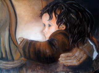 Peinture intitulée "L'ENFANT AU SEIN" par Vassilissa, Œuvre d'art originale