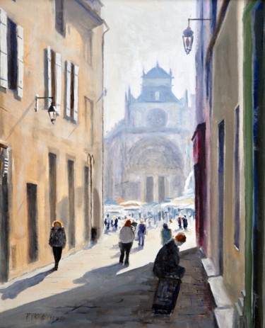 La rue Fondespan à Bazas Peinture intitulée "La rue Fondespan à…" par Pierre Vastchenko, Œuvre d'art originale, Huile
