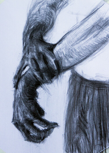 Drawing titled "Рука Руку Миє #1" by Vasyl Kovach, Original Artwork, Charcoal