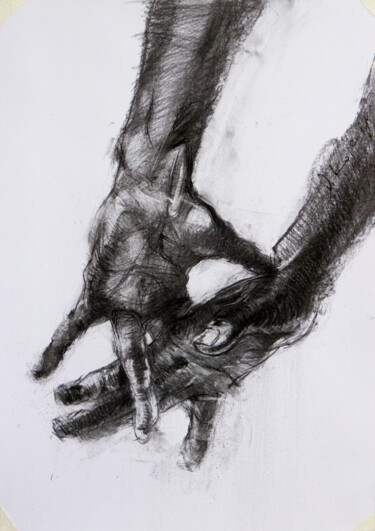 Рисунок под названием "Рука Руку Миє #4" - Vasyl Kovach, Подлинное произведение искусства, Древесный уголь