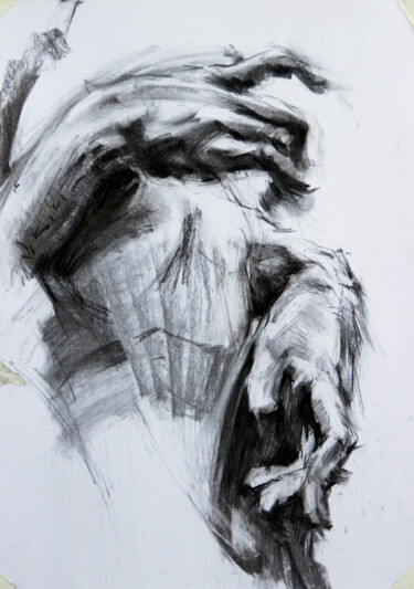 Рисунок под названием "Рука Руку Миє #6" - Vasyl Kovach, Подлинное произведение искусства, Древесный уголь