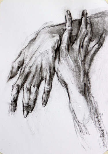 Drawing titled "Рука Руку Миє #10" by Vasyl Kovach, Original Artwork, Charcoal