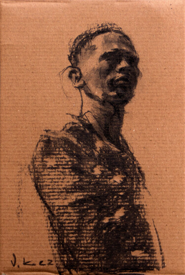 Рисунок под названием "Образ JB" - Vasyl Kovach, Подлинное произведение искусства, Древесный уголь