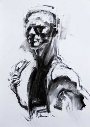 Drawing titled ""Day #1"" by Vasyl Kovach, Original Artwork, Charcoal