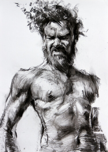 Drawing titled ""Day #2"" by Vasyl Kovach, Original Artwork, Charcoal