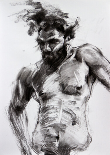Drawing titled ""DAY #7"" by Vasyl Kovach, Original Artwork, Charcoal