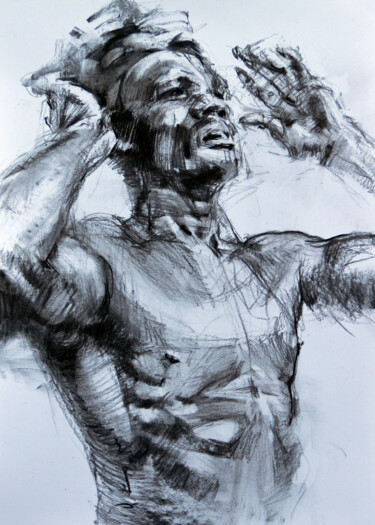 Drawing titled ""Day #8"" by Vasyl Kovach, Original Artwork, Charcoal