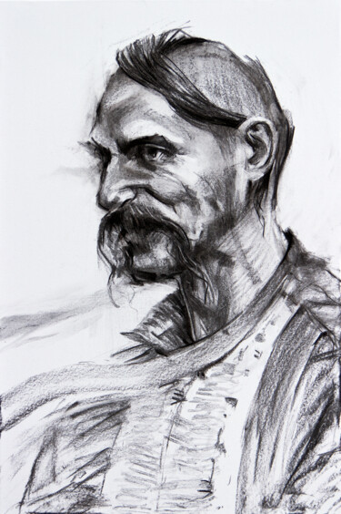 Рисунок под названием "1. Козацького роду." - Vasyl Kovach, Подлинное произведение искусства, Древесный уголь