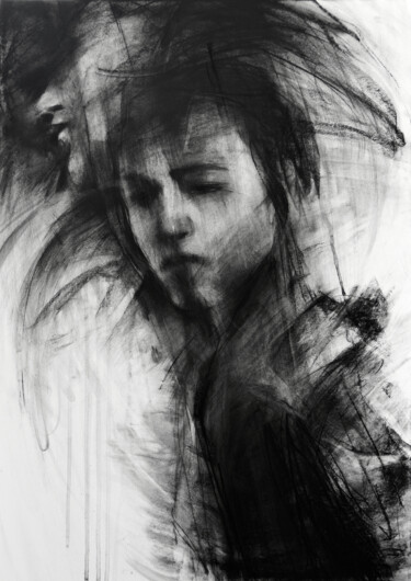 Рисунок под названием ""Compression"" - Vasyl Kovach, Подлинное произведение искусства, Древесный уголь