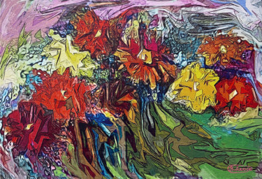 Digitale Kunst mit dem Titel "Emotions of flowers" von Vasyl Lyalyuk, Original-Kunstwerk, Digitale Malerei Auf Keilrahmen au…