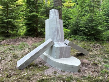 Sculpture titled "''WHERE WE GO, WHAT…" by Vasyl, Original Artwork, Stone