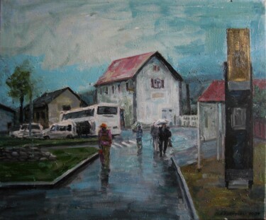 Painting titled "Rainy day 2" by Vasyl, Original Artwork, Oil