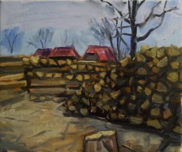 Painting titled "Back yard" by Vasyl, Original Artwork, Oil