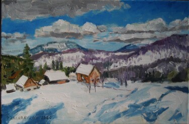 Painting titled "Winter mountains" by Vasyl, Original Artwork, Oil