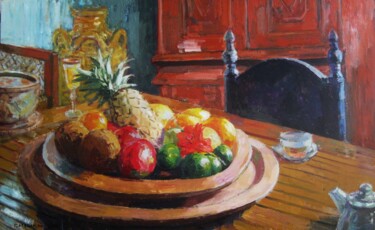 Schilderij getiteld "Tropical fruits 2" door Vasyl, Origineel Kunstwerk, Olie