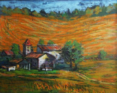 Painting titled "Old Farm in France" by Vasyl, Original Artwork, Oil