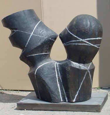 Sculpture intitulée "the kiss" par Vasyl, Œuvre d'art originale, Bois
