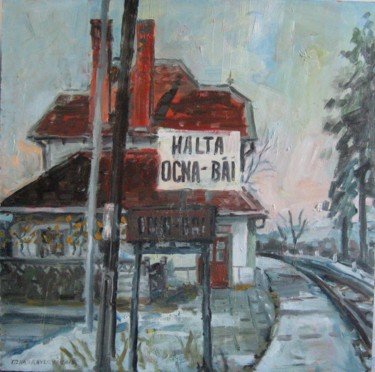 Painting titled "old railway station" by Vasyl, Original Artwork