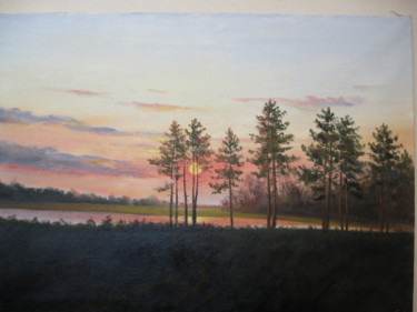 Painting titled "Закат на озере" by Vladimir Golub, Original Artwork