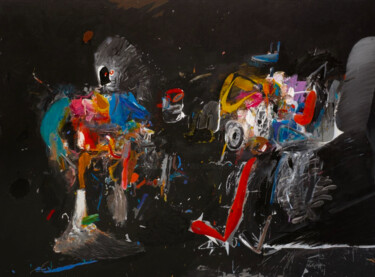 Картина под названием "Two Standing Figures" - Vav Hakobyan, Подлинное произведение искусства, Масло Установлен на Деревянна…