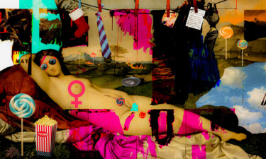 Digital Arts titled "Venus in Candy Land" by Vava Venezia, Original Artwork, Photo Montage