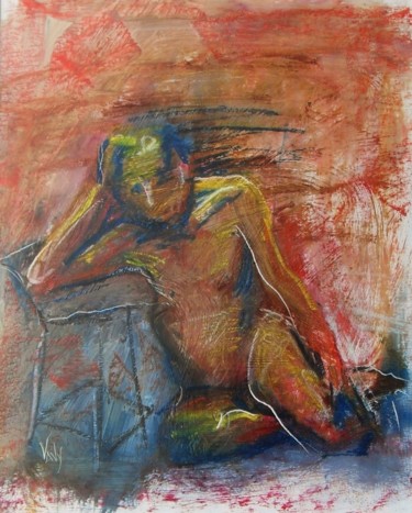 Malerei mit dem Titel "Étude no1 - homme a…" von Vavy, Original-Kunstwerk, Öl