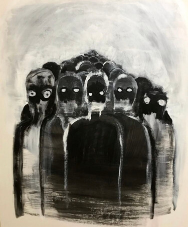 Painting titled "Crowd" by Vaxo Lang, Original Artwork, Acrylic