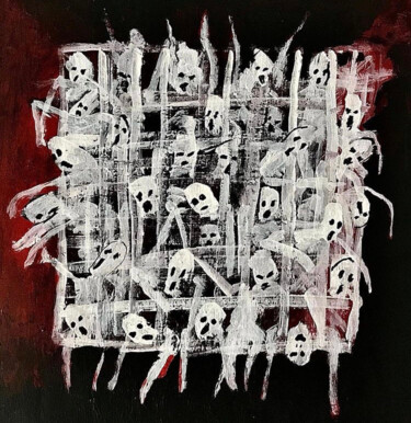 Malerei mit dem Titel "Ghosts in a cage" von Vaxo Lang, Original-Kunstwerk, Acryl