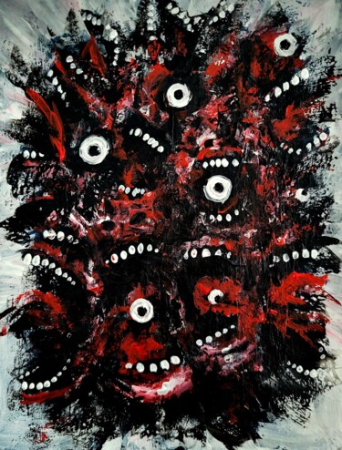 「Screaming mouths」というタイトルの絵画 Vaxo Langによって, オリジナルのアートワーク, アクリル