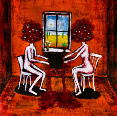 Pintura titulada "Orange room" por Vaxo Lang, Obra de arte original, Acrílico