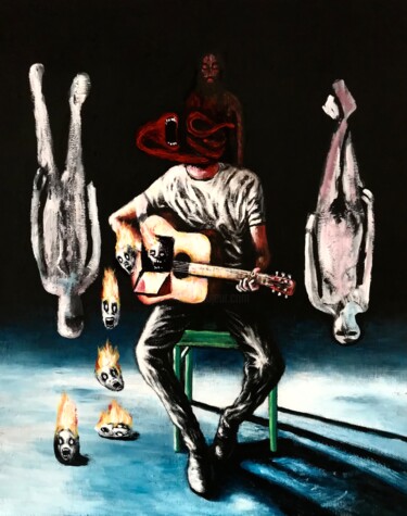 Malerei mit dem Titel "The musician" von Vaxo Lang, Original-Kunstwerk, Acryl