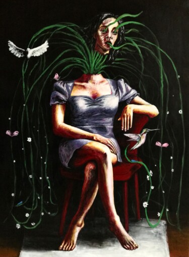 Schilderij getiteld "Woman Metamorphosis" door Vaxo Lang, Origineel Kunstwerk, Acryl