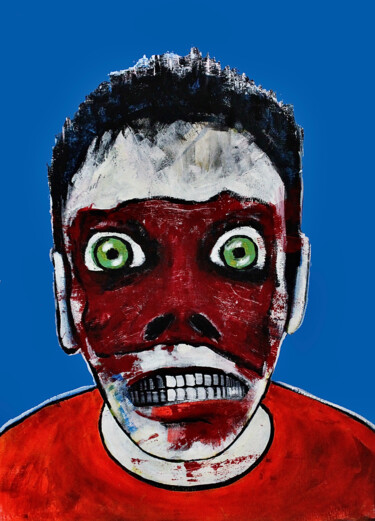 Painting titled "Angry boy" by Vaxo Lang, Original Artwork, Acrylic