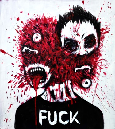 Painting titled "Fuck" by Vaxo Lang, Original Artwork, Acrylic
