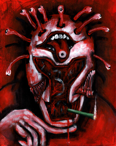 Картина под названием "Dead god" - Vaxo Lang, Подлинное произведение искусства, Акрил