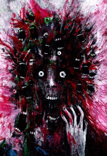 Malerei mit dem Titel "Macabre expression" von Vaxo Lang, Original-Kunstwerk, Acryl