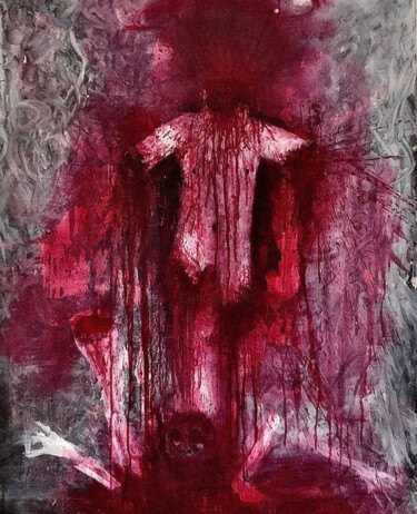 Painting titled "Drowning in blood" by Vaxo Lang, Original Artwork, Acrylic