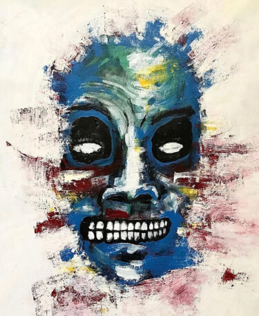 Painting titled "Blue Head" by Vaxo Lang, Original Artwork, Acrylic