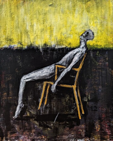 Painting titled "Rocking in a yellow…" by Vaxo Lang, Original Artwork, Acrylic