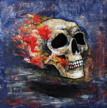 Painting titled "Skull" by Vaxo Lang, Original Artwork, Acrylic