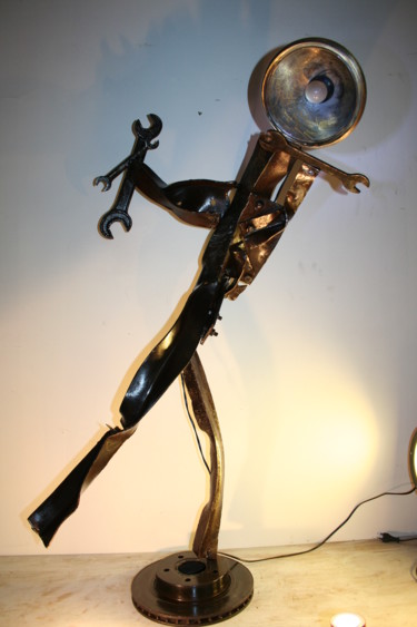Sculpture intitulée "mécano express" par Eric Barque, Œuvre d'art originale, Métaux
