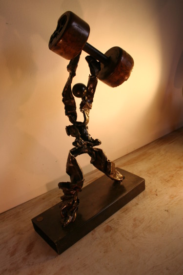 Sculpture intitulée "L'altérophile" par Eric Barque, Œuvre d'art originale, Métaux