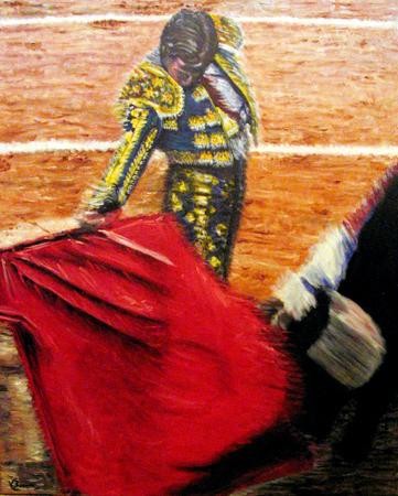 Pintura intitulada "Toureiro" por Vbarata, Obras de arte originais, Óleo