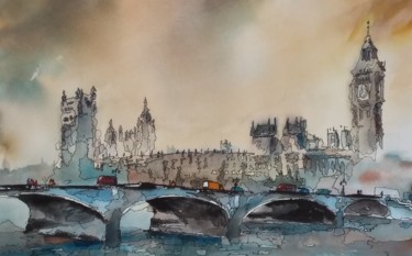Peinture intitulée "My London" par Véronique Bouxain, Œuvre d'art originale, Aquarelle